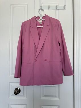 H&M Mauve Double-Breasted Blazer